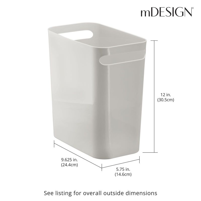 mDesign Plastic Slim Large 2.5 Gallon Trash Can Wastebasket, 3 of 6