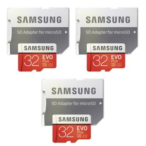Samsung 32GB EVO Plus UHS-I microSDHC Memory Card with SD Adapter - 3 Units - 1 of 4