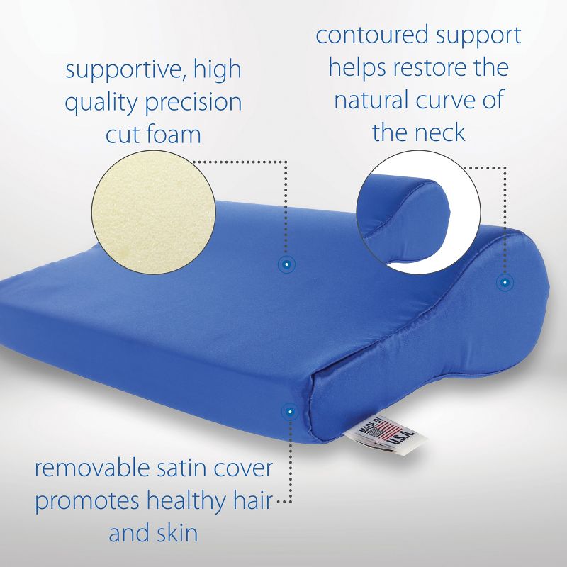 Core Products AB Contour Cervical Support Pillow, Satin, Blue, 3 of 6