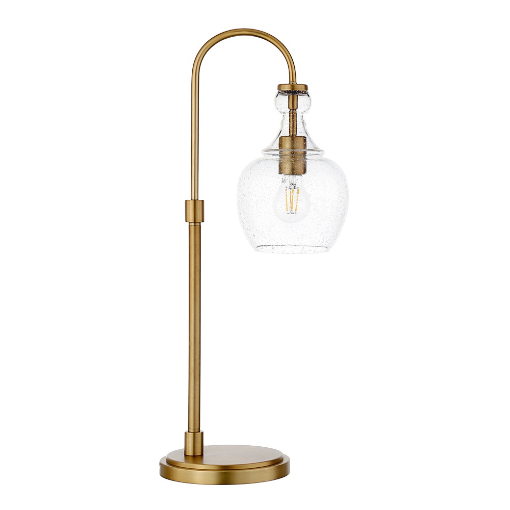 Photos - Floodlight / Street Light Hudson and Canal 27" Tall Arc Table Lamp: Brushed Brass, Mid-Century Modern Design, UL Listed