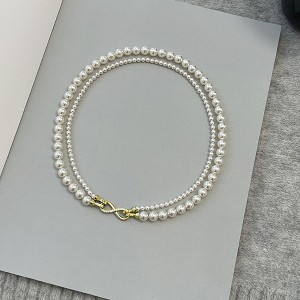 HTUTWOO 4-8mm White Pearl Necklace Women Layers Pearl Necklace Infinity Pearl Necklace - 1 of 4
