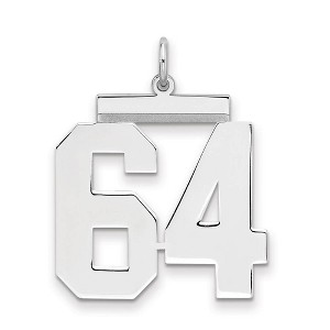 Black Bow Jewelry Sterling Silver, Athletic Collection, Large Polished Number 64 Pendant - 1 of 3
