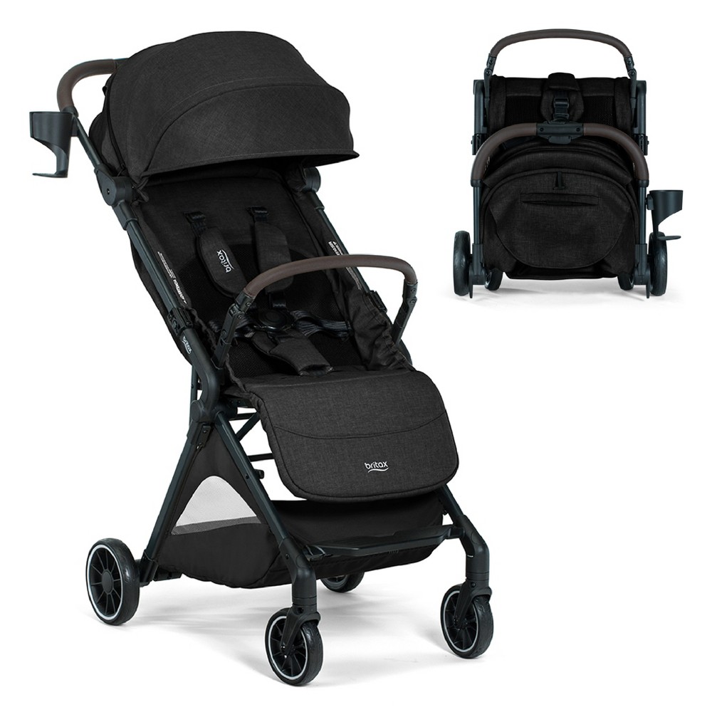 Britax Juniper+ Compact Lightweight Stroller with One-Hand RapidFold, Infant Car Seat Compatible - Raven Black