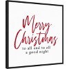 22" x 22" Merry Christmas to All Script Framed Wall Canvas - Amanti Art: Holiday Decor, Seasonal Typography - 2 of 4