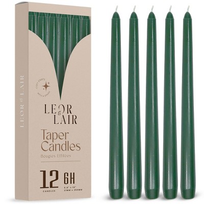 Leor & Lair Taper Candles - 12 Pack - 10" Tall Candlesticks for Dinner, Home Decor, Holiday, Wedding
