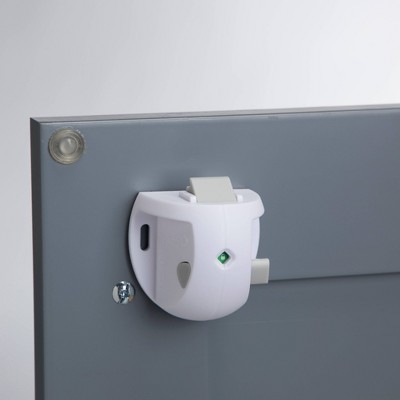 White Adhesive Magnetic Cabinet Locks with Key, 2-Pack