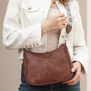 Attop Brown Trendy Leather Crossbody Purse with Adjustable Strap, Women's Shoulder Handbag - 1 of 4