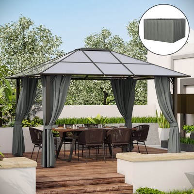 Gray Polyester Universal Gazebo Sidewall Set with Hooks