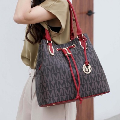 MKF Collection Signature Tote Handbag with Drawstring and Zip-Top Closure, Jane – MKF Collection by Mia K – Dark Purple — фото 2