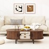 Costway 48" Mid Century Center Table with Sliding Fluted Doors & Open Compartment - 4 of 4