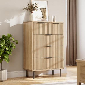 Fluted 5 Drawer Dresser for Bedroom, Modern Wood Chest of Drawers with Wide Drawers - 1 of 4