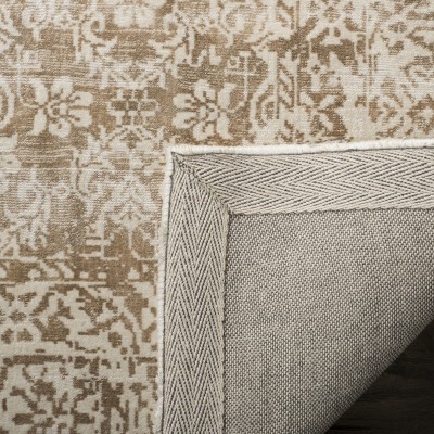 Ivory and Beige Hand-Knotted Wool and Viscose 8' x 10' Area Rug