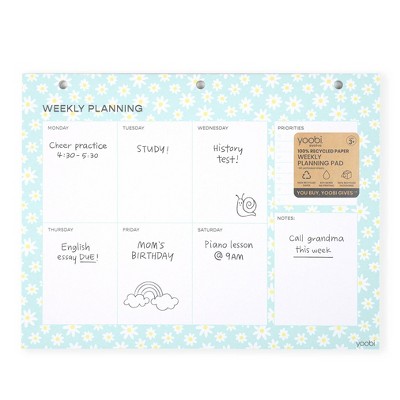 Yoobi Evolve Undated Notepads 11"x8.5" Weekly Pale Blue Daisy Dot : Target