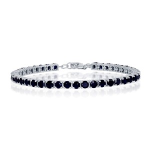 Simona Sterling Silver, 4mm Round 13.00cttw Diffusion Sapphire Gemstone Tennis Bracelet - Blue - 7+1 Inch - 1 of 2