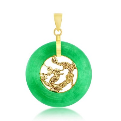 Classic Gold 14K Yellow Gold, Jade Dragon Design Pendant