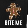 Women's - Instant Message - Bite Me Gingerbread Man Christmas Short Sleeve Graphic T-Shirt - 2 of 4