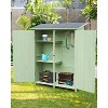 Outdoor Wooden Storage Cabinet with Waterproof Roof, Double Doors, Adjustable Shelving for Garden, Garage, Yard Organization - Green - 2 of 4