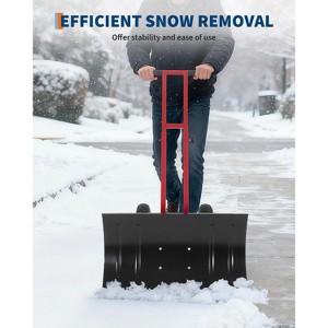 Snow Shovel with Wheels, 5-Position Angled Blade & Rubber Wheels, Heavy-Duty Back Saver Steel Snow Plow , Double Rod, 29" W X 16.5" H - 1 of 4