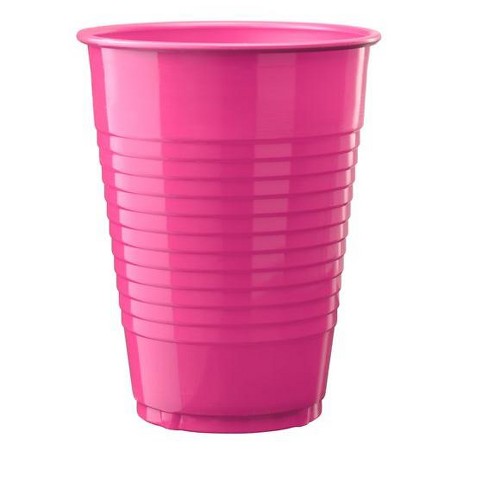 Exquisite 12 Ounce Disposable Hot Pink Plastic Cups-50 Count