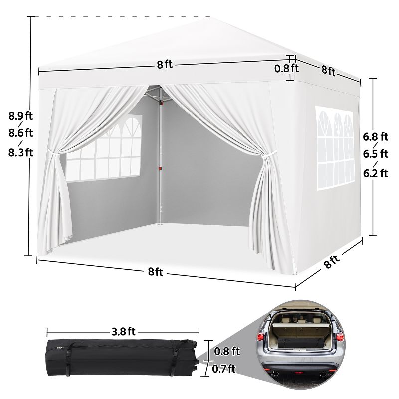 Yaheetech Adjustable 8x8 FT Pop Up Canopy Tent, 3 of 8