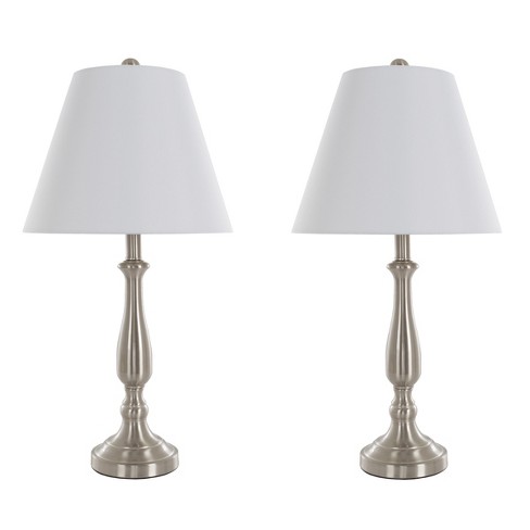 Hastings Home Traditional Table Lamps Set – 13 X 25.5-in, Brushed Steel ...