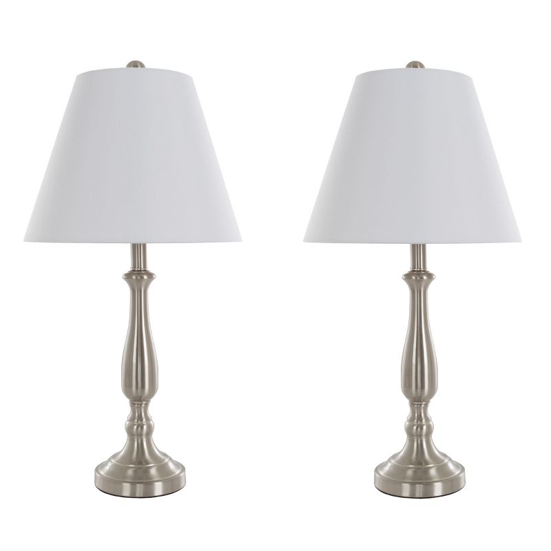 Hastings Home Traditional Table Lamps Set – 13 x 25.5-in, Brushed Steel, 2 Pieces, 1 of 7