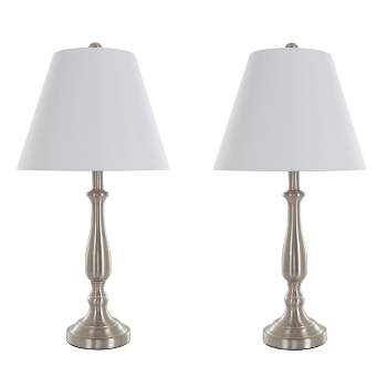 Hastings Home Traditional Table Lamps Set – 13 x 25.5-in, Brushed Steel, 2 Pieces