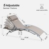 Gulches Set of 2 Patio Lounge Chairs with Adjustable Backrest and Removable Pillow for Indoor&Outdoor (Khaki,2 Lounge Chairs) - 3 of 4