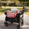 Kinder King All-Terrain Stroller Wagon for 2 Kids with Canopy, Shock-Absorbing Wheels, Storage Bag, Snack Tray & Adjustable Leather Handle - 4 of 4