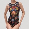 Anna-Kaci Swim Women's Tattoo Print Mesh Long Sleeve Bodysuit with Scoop Neck - 3 of 4