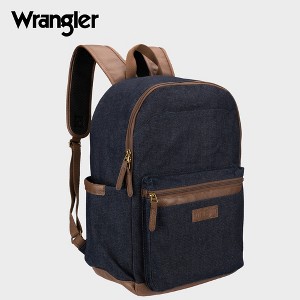Wrangler Powell Denim Backpack for Mens Womens Kids, Brand Logo Water Resistant Casual Daypack for Travel School with Padded Laptop Notebook Sleeve - 1 of 4