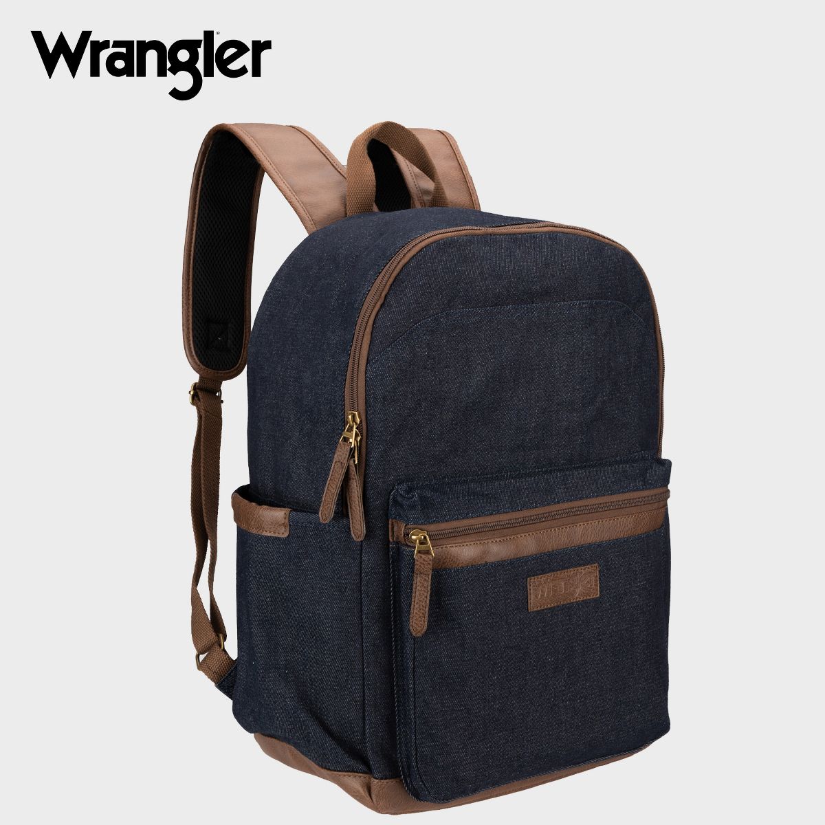 Wrangler Powell Denim Laptop Backpack for Adult Kid, Brand Logo Water-Resistant Casual Daypack for Travel School with Padded Laptop Notebook Sleeve - thumbnail 9