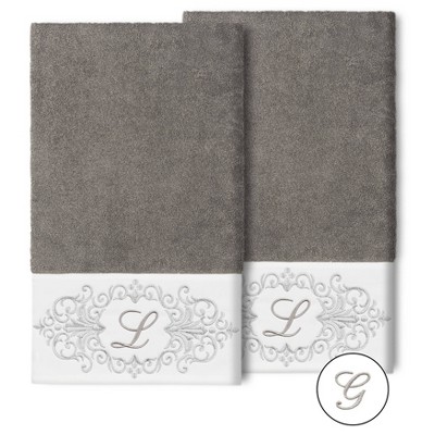 Set of 2 Monogrammed Towels  - Linum Home Textiles