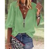 Imily Bela Womens V-Neck Lantern Sleeve Blouse Zipper Design Loose Casual Top Shirts - 2 of 4