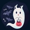 Boy's Design By Humans halloween ghost cat By ArtStyleAlice T-Shirt - 2 of 2