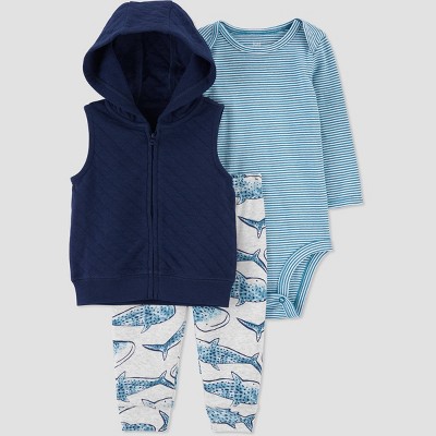 Image of Carter's Just One You® Baby Boys' Whale Vest Cardigan Set - Navy Blue Newborn