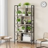 Garvee Industrial 5 Tier Bookshelf, Modern Open Etagere Bookcase, Wood Metal Book Shelves for Living Room, Bedroom and Office, Gray - 2 of 4
