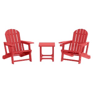 WestinTrends Azura 3-Piece HDPE Plastic Adirondack Patio Chairs With 18" Square Side Table Set - 1 of 4