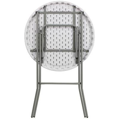 Gray Metal Bar Height Folding Table with White Plastic Top