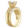 White Lotus 14K Gold Over Sterling Silver 3 1/10 cttw Lab Created Moissanite 2-Piece Ring Set - 2 of 3