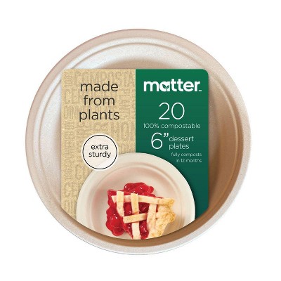 Matter 100% Compostable Fiber Dessert Plates - 6" - 20ct
