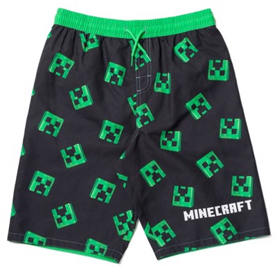 Minecraft Creeper Little Boys Swim Trunks Bathing Suit Black 7-8 : Target