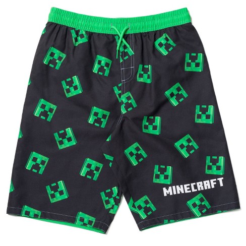 Minecraft Creeper Big Boys Swim Trunks Bathing Suit Black 18-20 : Target