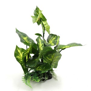 Unique Bargains Plastic Terrarium Tank Lifelike Plant Decorative Ornament for Reptiles Green - 1 of 4