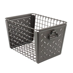 Spectrum Diversified Macklin Medium Basket Dark Silver: Portable Metal Utility Storage, 10.4" H x 17.5" D, Multicolored - 1 of 4