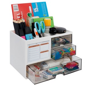 Garnen Desk Organizer With Drawers, Makeup Organizer Countertop Organization and Storage, Vanity Organizers Pencil Pen Holder for Desk with To-Do List - 1 of 4