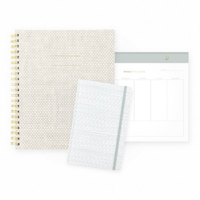 Sugar Paper Essentials 100pg Ruled Notebook 11&#34;x9.625&#34; Spiral White Dot_1