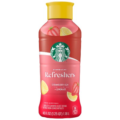 Starbucks Refreshers Strawberry Acai + Lemonade - 40 fl oz: Caffeinated, 7% Juice Content