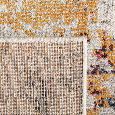 4' Square Gray and Beige Synthetic Abstract Area Rug