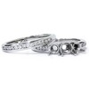 Pompeii3 3/8ct Three Stone Engagement Wedding Ring Set 14K White Gold - 2 of 4